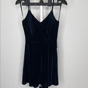 B Darlin Velvet Mini Dress in Midnight Blue